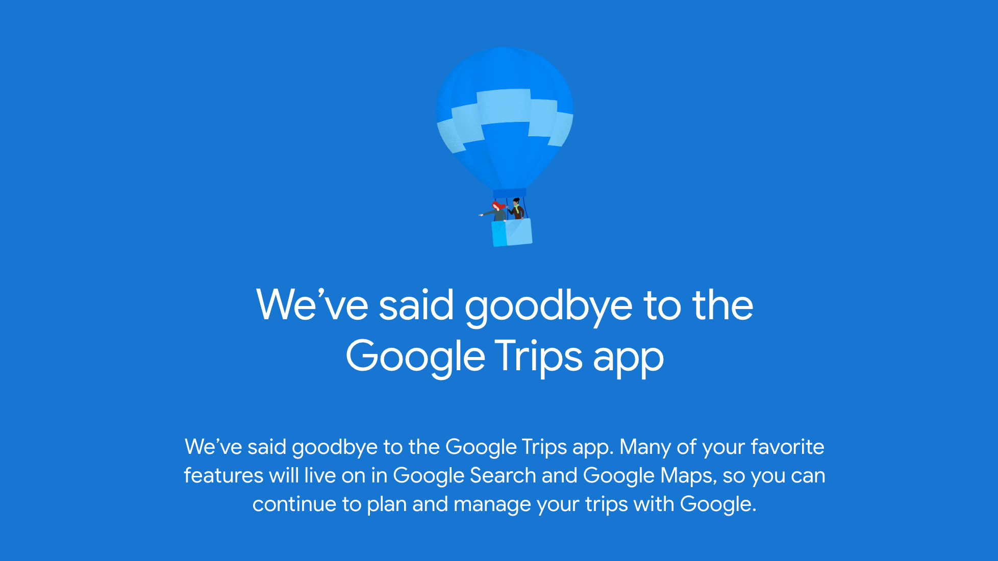 Google descontinúa la aplicación móvil Trips