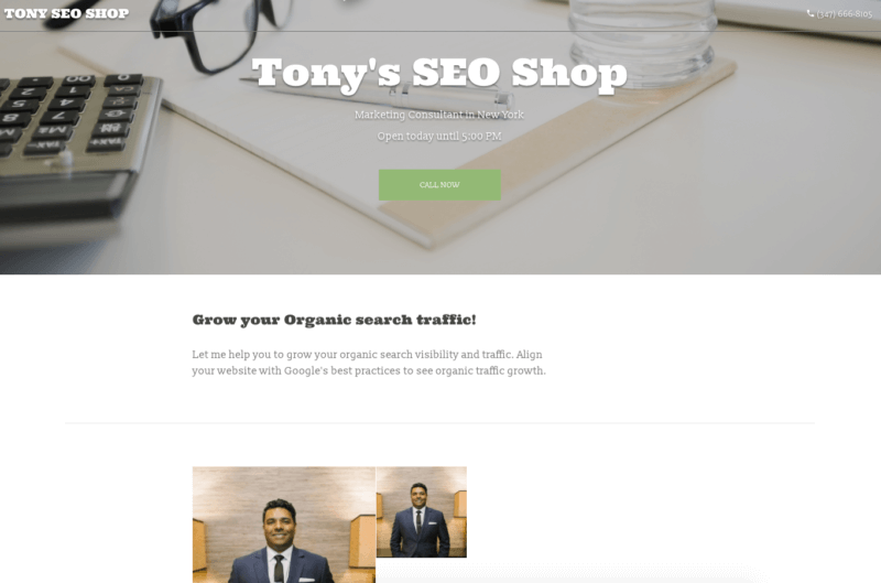 Sitio web de Tony's SEO Shop