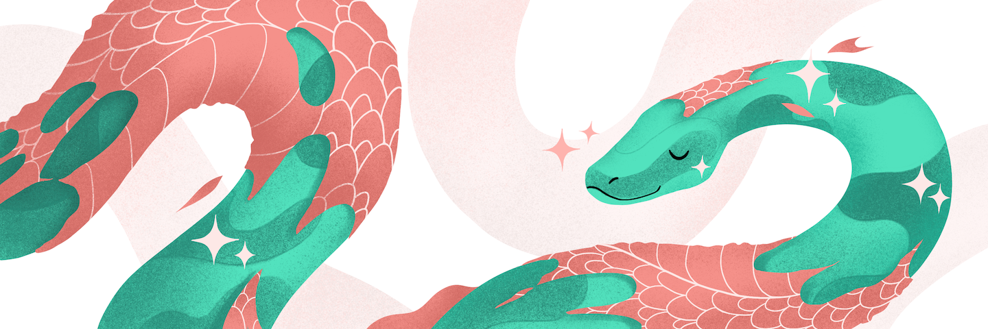 illustration of a friendly snake shedding its skin