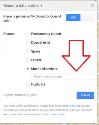Movido a otro lugar Google Maps