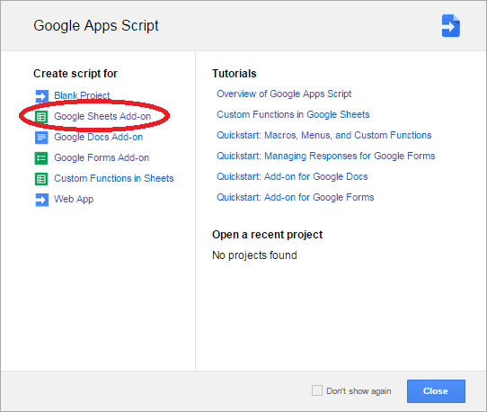 Pantalla de Google Apps Script