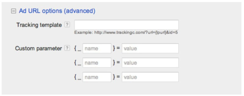 Opciones de URL de Google Adwords Plantilla de seguimiento de URL mejoradas