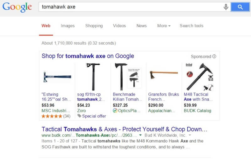 Se permiten anuncios de hacha Tomahawk de la política de Google AdWords