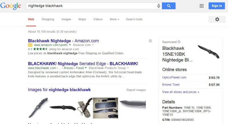 Anuncio nightedge blackhawk del centro de políticas de Google AdWords