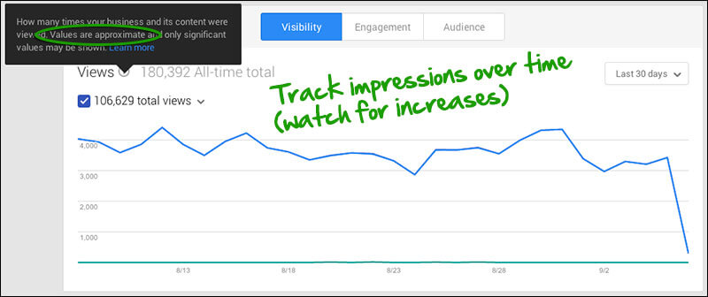 Google My Business Insights: impresiones mensuales