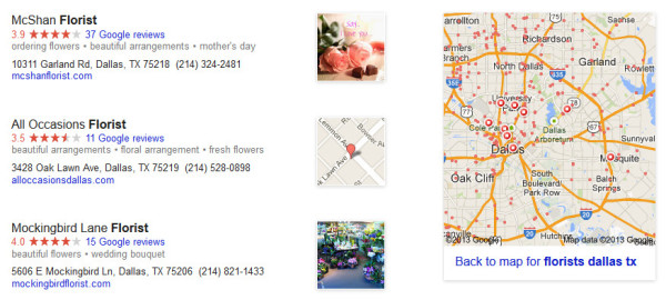 Floristerías en Dallas: lanzamiento de nuevos resultados de Google Maps