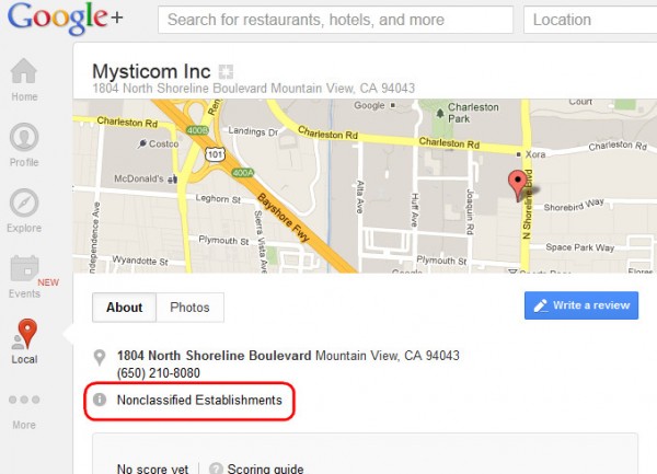 Mysticom Inc, un establecimiento no clasificado en Mountain View, California