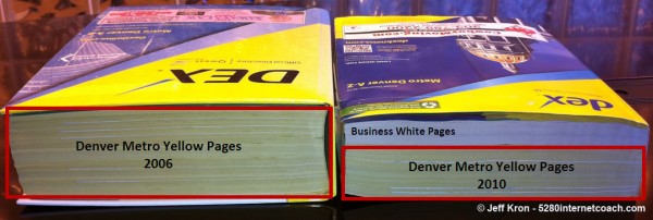 Libros de páginas amarillas que se encogen con el tiempo - foto de Jeff Kron, usada con permiso.
