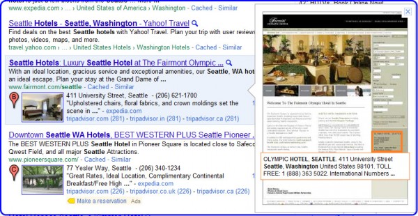Fairmont Hotel, Seattle: vista previa instantÃ¡nea de Google