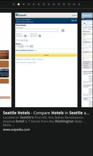 PÃ¡gina de vista previa instantÃ¡nea de Expedia para la bÃºsqueda de hoteles en Seattle
