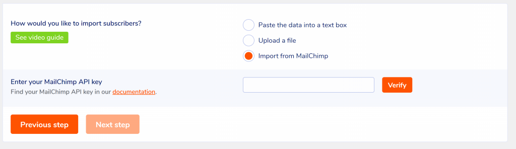 Importar desde MailChimp