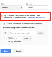 Empresas del Ã¡rea de servicio en Google+ Local