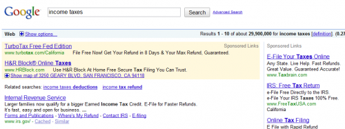 Impuestos sobre la renta en Google