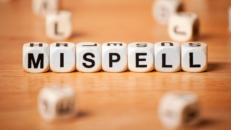 La palabra MISPELL irÃ³nicamente mal escrita