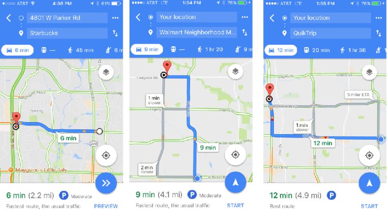 Conversión de tiempo a distancia - mapas de Google