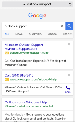 anuncios de soporte técnico móvil google