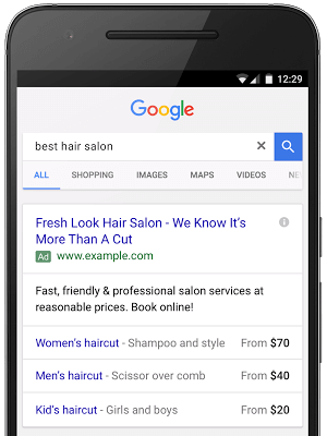 Extensiones de precios anuncios de texto de google adwords