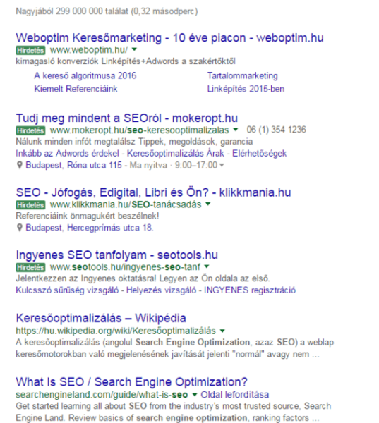 etiquetas de anuncios verdes de google en hungría serp