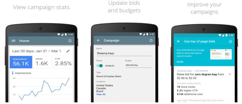 google lanza la aplicación adwords para la gestión de campañas