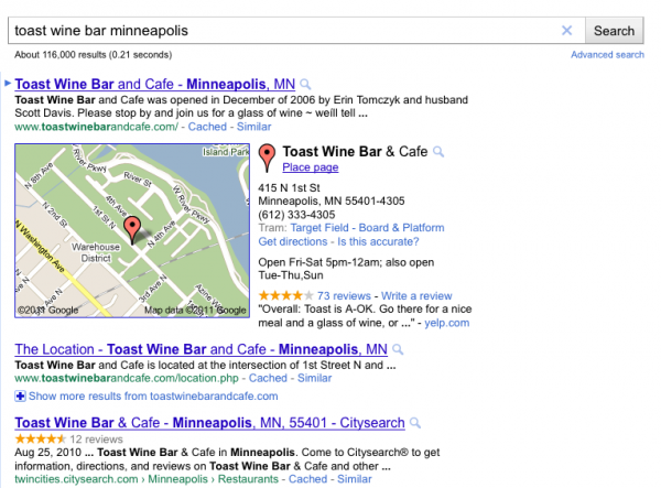 Google probando nuevos lugares "de marca" Onebox