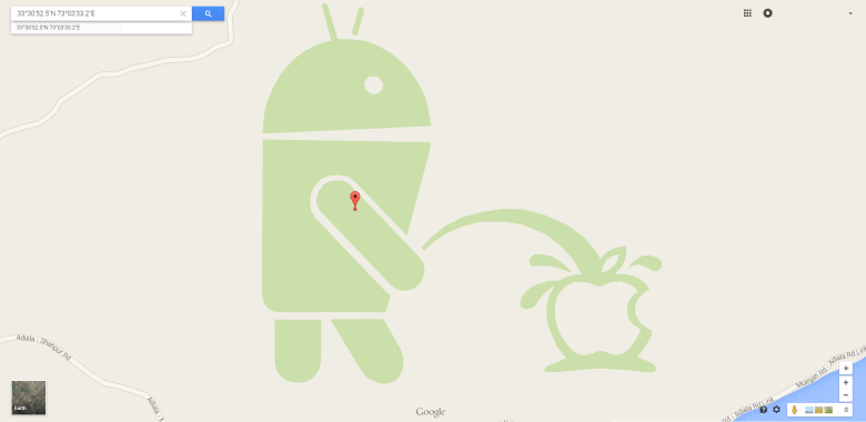 Mascota de Android orinando