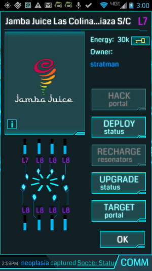 Pantalla de Jamba Juice en Irving, Texas - Ingress Mobile Phone Game