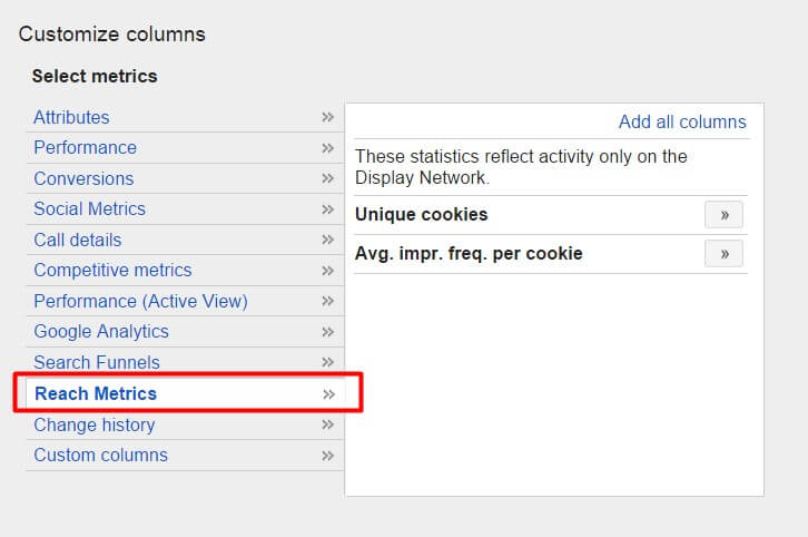 Alcance métricas en AdWords