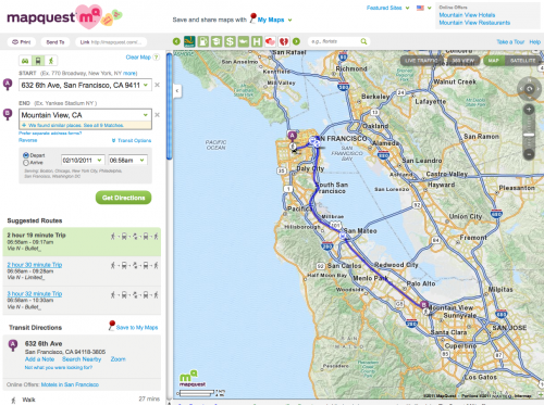 Mapquest presenta tránsito, indicaciones para caminar