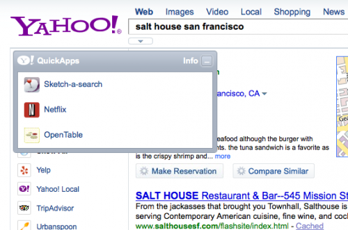 Yahoo Restaurant Quick Apps: una pizca de Pandora, una pizca de Google Squared